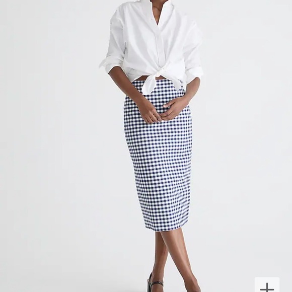 J.Crew No. 3 Pencil skirt in gingham bi-stretch cotton-BR351-DARK EVENING-NWT - Picture 4 of 4
